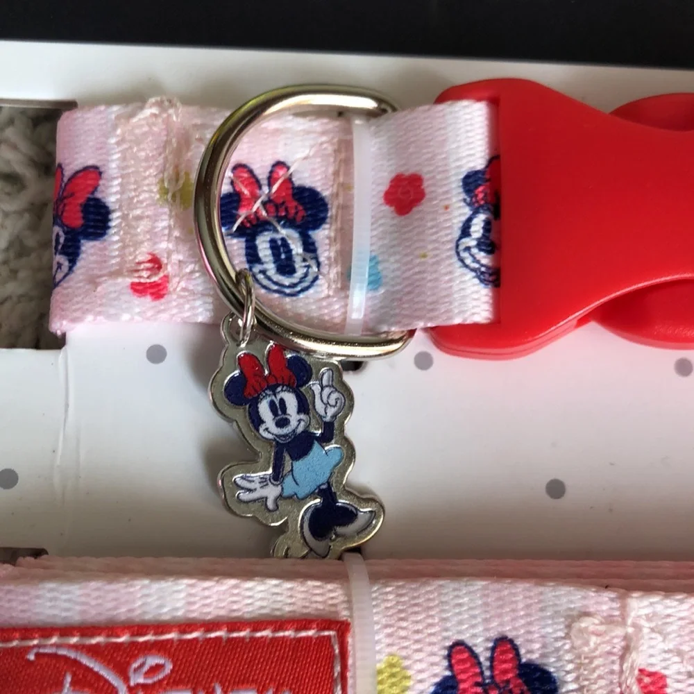 Disney Minnie Mouse Pink and Red Dog Leash & Collar Set